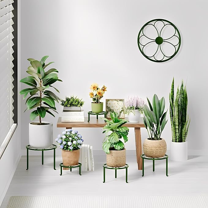 5 Pack Plant Stand for Flower Pot Heavy Duty Potted Holder Home,Round Plant Holder for Flower Pot, Metal Rustproof Iron Garden Container Supports Rack for Planter