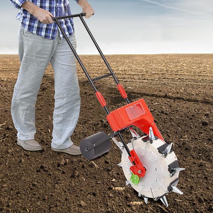 Hand Push Seeder Spreader,Manual Roller Seeder Lawn Garden Spreaders Seed Planter, Multi-Function Corn Planter Seeder Planting Depth 3.5-7.8 Cm Seeder Tool for Soybean Peanut Corn (B Style)