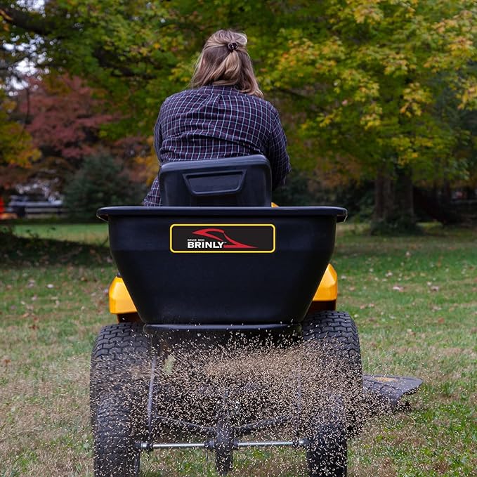 Brinly BS36BH-A Tow Behind Broadcast Spreader with Universal Hitch, 175 lb.+ - Matte Black