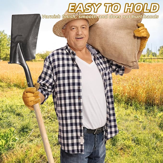 1 Pcs Shovel Handle Replacement 41" Length, 1-1/2" Diameter, Strong Hardwood Solid Ash Wood Straight Handle for Long D Shovels Garden Tool