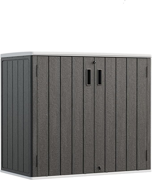 HOMSPARK Outdoor Storage Shed Weather Resistance, Patio Storage Cabinet Lockable Resin Tool Shed for Storage of Bike, Trash Cans, Garden Tools (Black, 40 Cu.ft)