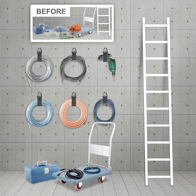 Extension Cord Holder Organizer(4 Pack XL), Hose Hanger for Garage Organization and Storage, 16-Inch Heavy Duty Storage Straps, Garage Gadgets for Men