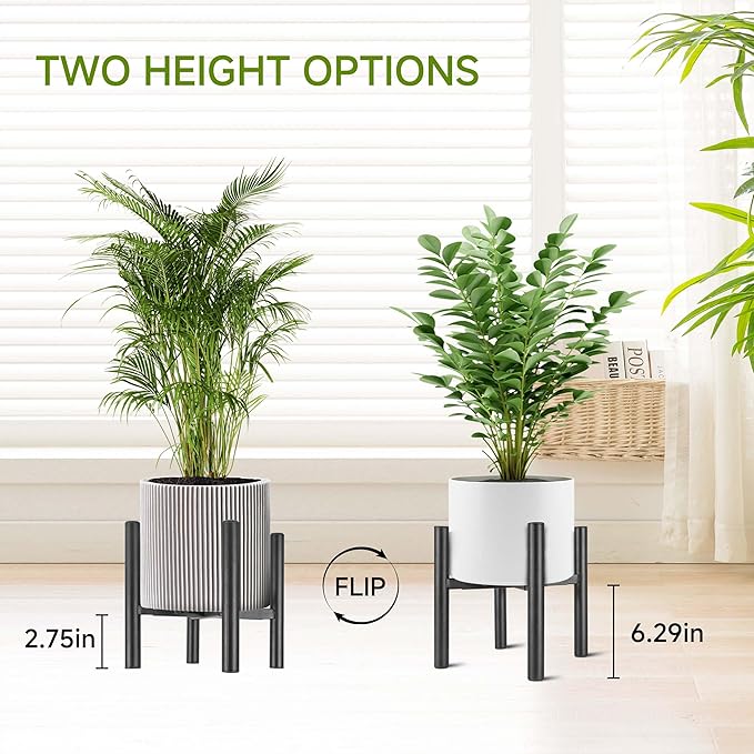 Adjustable Metal Plant Stand Black, Fits 8 -13 Inch Heavy Duty Flower Pots Holder - Floor Single Plant Stands Indoor Outdoor for Corner Planter Outside Potted Plants (Pot Not Included)