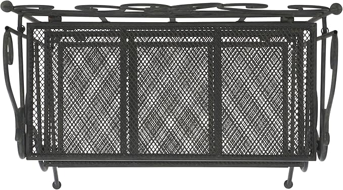 SAFAVIEH Outdoor Collection Torus Victorian Scroll Antique Black 3-Tier Shelf (Fully Assembled)
