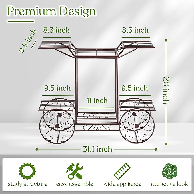 Sorbus® Garden Cart Stand & Flower Pot Plant Holder Display Rack, 6 Tiers, Parisian Style - Perfect for Home, Garden, Patio (Bronze)