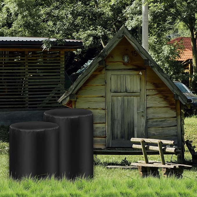2pcs 55 Gallon Barrel Cover 210D Water Storage Barrel Cover with an Adjustable Drawstring, Rain Barrel Protective Screen Cover for Barrel，25 x 37 Inches