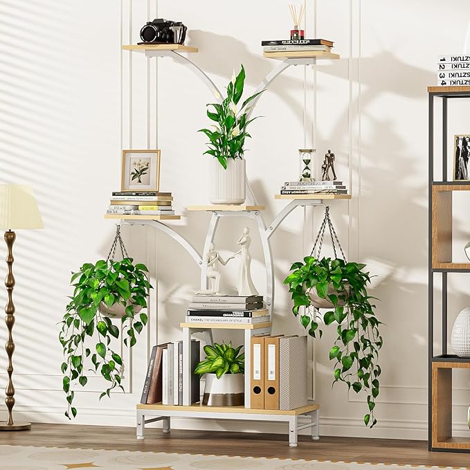 Plant Stand Indoor with Grow Lights - 7 Tiered Metal Corner Shelf for Multiple Plants, 62" Corner Plant Stand for Indoor Plants, Tree-Shaped Plant Rack for Home, Living Room, Office & Patio Decor
