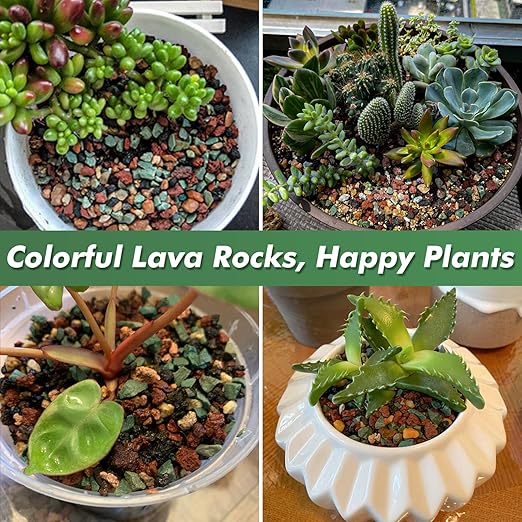 18 Pounds Mix Lava Rocks, 5-8 mm Red and Black Lava Rocks for Plants, Bonsai Rocks Horticultural Grit Soil Cover Gravel for Succulents and Hydroponics, Fairy Gardening, Top Dressing, Plant Drainage