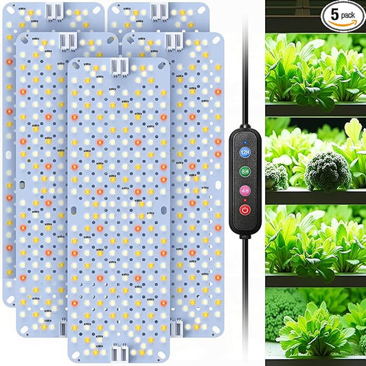 Full Spectrum 960 LEDs Grow Lights,60W Plant Grow Lights for Indoor Plants with Daisy Chain Function, Sunlike Spectrum,4/8/12/16/20H Timer for Seed Starting(Pack5)