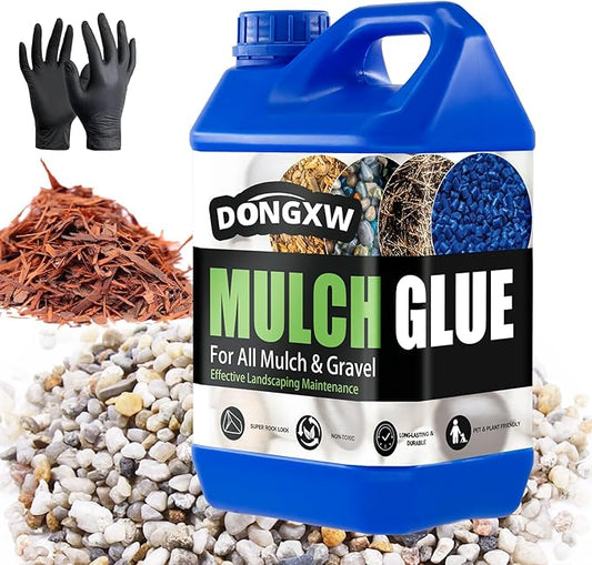 Mulch Glue for Landscaping 1.25 Gallon, Long-Lasting Rock Glue Gravel Binder, Strong Rubber Mulch Stabilizer Landscape Mulch Anchor for Pea Gravel, Max Concentrated Stones Lock Adhesive