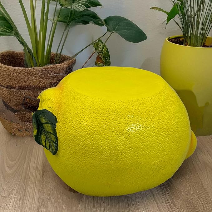 Galt International 10" Yellow Lemon Fruit Stool Plant Stand for Home Decor Plant Stand Garden Indoor Outdoor Decorations