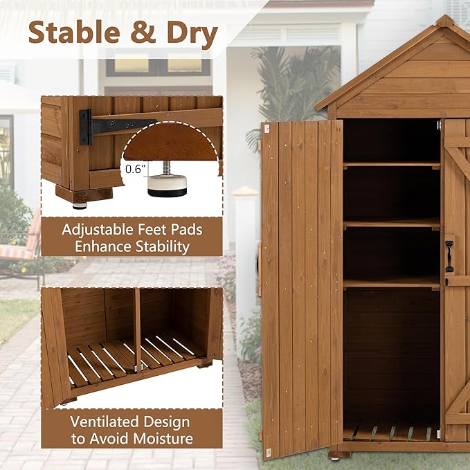 KEIKI 39.56" L Outdoor Storage Cabinet Tool Shed,Wood Frame with Sloped Roof Lockable Door for Patio Furniture Tools