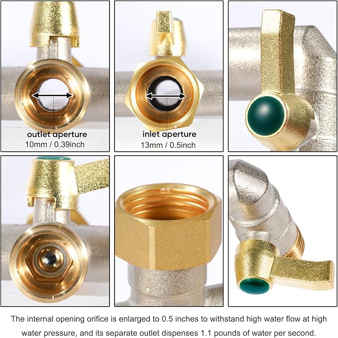3/4 Inch Garden Hose splitter,Designed for installing multiple irrigation system timers, Suitable for high water pressure faucet manifolds,Freeze and rust resistant high flow 2 way valve