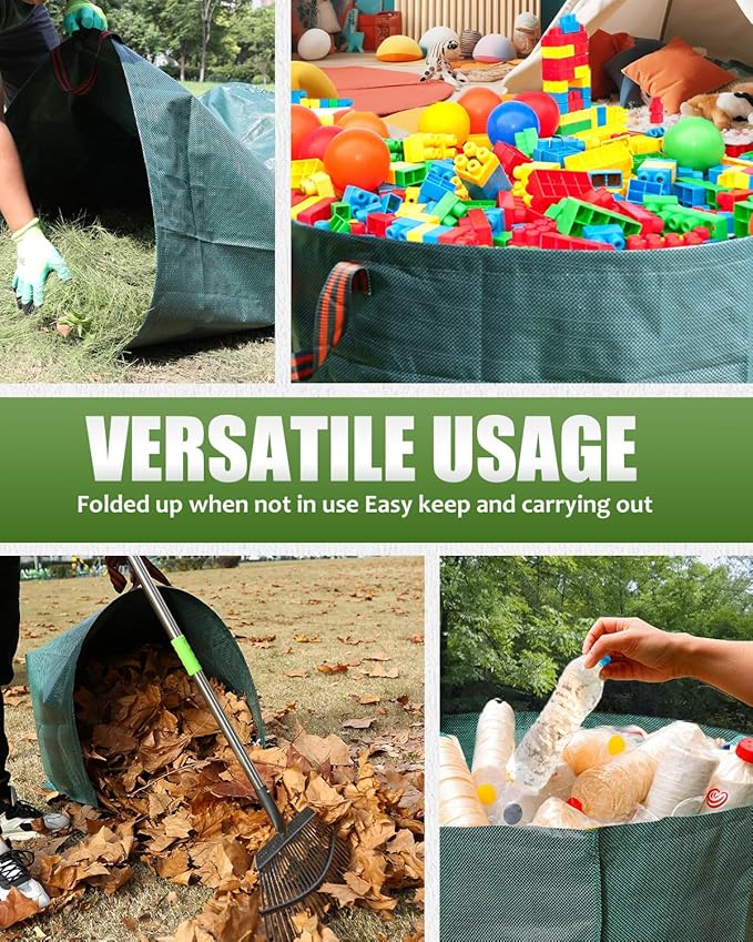 Joyhalo Reusable Yard Waste Bags, 2 Pack 40 Gallon Dustpan-Type Garden Bag for Collecting Leaves Garss Clippings, Heavy Duty lawn and leaf bags, Garden Waste Container for Clean Up Outdoor Debris