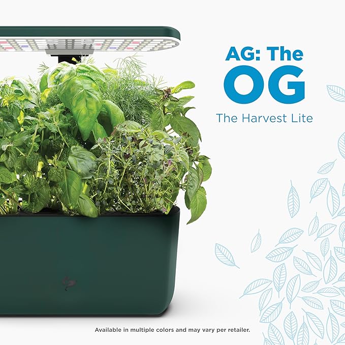 AeroGarden Harvest Lite in Green, Soil-Free Indoor Hydroponic Garden with LED Grow Light for Year-Round Gardening of up to 6 Herbs and Vegetables