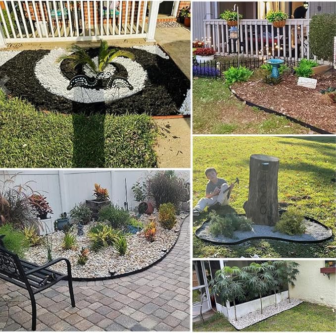 Landscape Edging 98FT,Garden Edging Borders Black [Extra Tall 4IN High] with 150pcs Plastic Stakes, Lawn Edging Flexible DIY Fence for Landscaping,Flower Bed,Grass,Gravel,Tree Surrounding