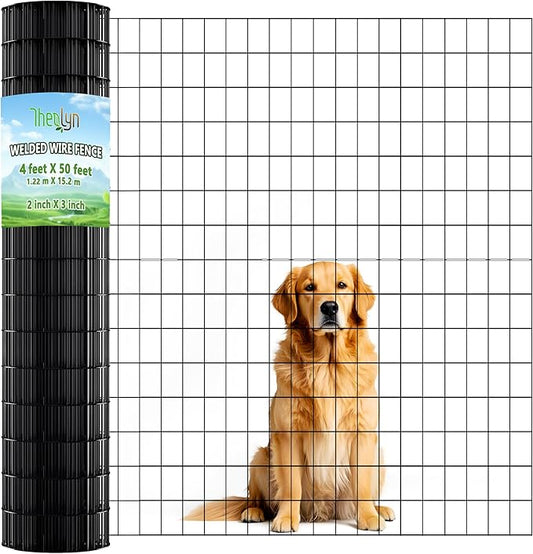 Garden Wire Mesh Fence 4ft x 50ft Mesh Size 2-Inch x 3-Inch Welded Wire Fencing Poultry Netting for Animal Barrier, Border Fencing (USE 5 FT Post)