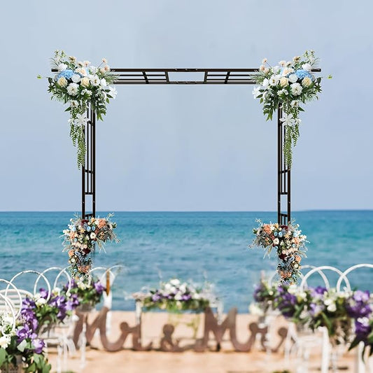 Metal Garden Arch, Assembly Garden Arbor,Adjustable Width W42.52''~W78.15'',Trellis Climbing Plants Support, Rose Outdoor Arch,Wedding Arch Party Events Archway (Black, Adjustable)