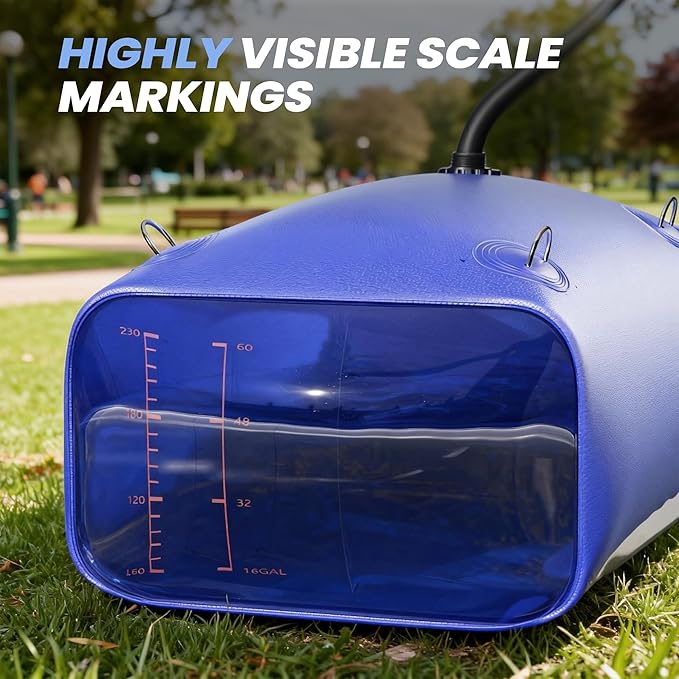 Large Capacity Water Storage Bladder with Visible Scale, Portable Water Tank Containers, Bladder Tank for Drought Resistance, Fire Prevention, Emergency, Outdoor & Irrigation (240L/63Gal, Blue)