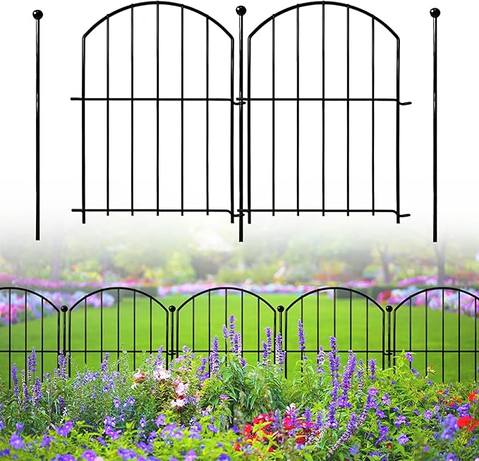 Decorative Garden Fence 17in(H)x13in(W), 26 Pack Rustproof Metal No Dig Fence Animal Barrier for Dog, Arched Flower Bed Edging Ornamental Wire Border Panel Fencing for Yard Patio Outdoor Decor