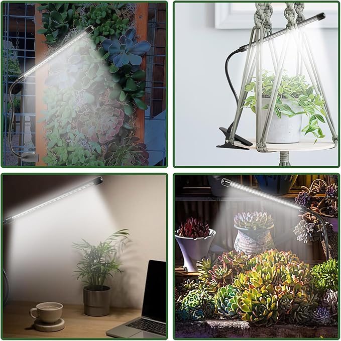 Clip On Grow Light for Indoor Plants,Full Spectrum Led Plant Grow Lights with Auto-Timer, Plant Growing Lamp for Seed Starting,Houseplants, Bonsai, Pot Plant,1 Lamp(2 Pack)