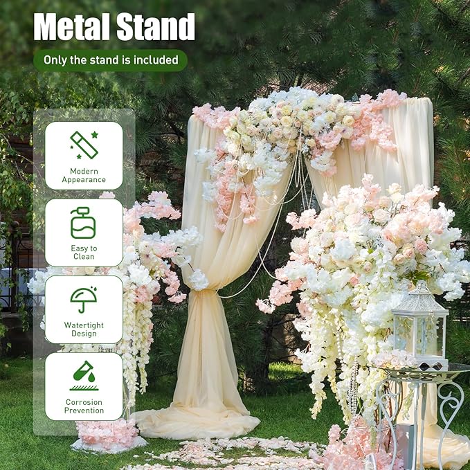 6.6*6.6FT Wedding Arch Stand for Ceremony Gold Square Modern Metal Balloon Arch Stand Kit Garden Floral Arch Frame Background for Anniversary Birthday Party Decoration Home Garden Outdoor Lawn Decor