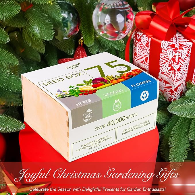 Garden Pack Grow Your Own Kit - 75 Varieties of Herb, Flower and Vegetable Seeds - Gardening Gifts for Men and Women with 30,000 Seeds for Planting