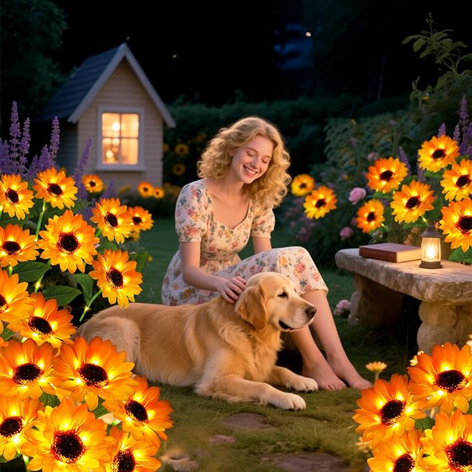 Solar Garden Lights 6 Pack 36 Sunflower Lights, Sunflowers Birthday Gifts for Mom Women Grandma, Waterproof Solar Flower Light for Outdoor Decor, Decorative Stakes for Yard,Landscape,Patio,Pathway
