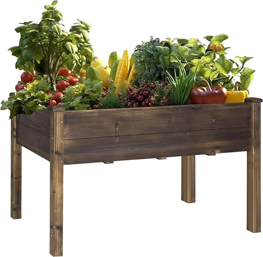 MUPATER 48 x 24 x 30in Raised Garden Bed, Wood Elevated Planter Box with Legs, Outdoor Raised Beds for Gardening, Backyard, Patio and Balcony, Rustic
