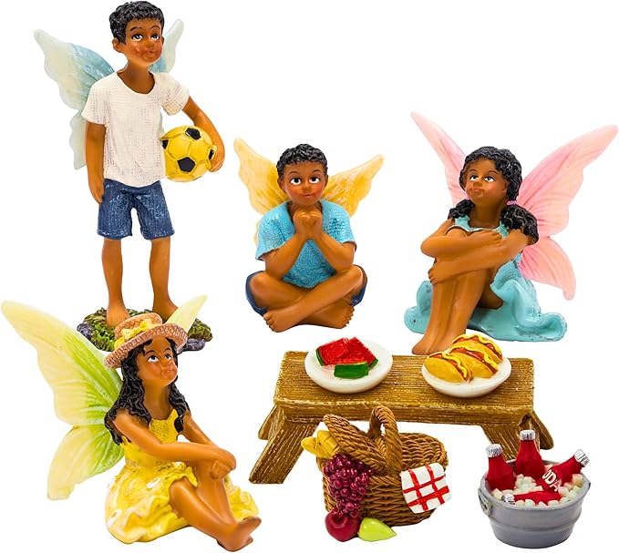 PRETMANNS Fairies for Fairy Garden – Cute Accessories for an Outdoor Miniature Garden – Boy & Girl Fairy Kit - 9 Colorful & Beautifully Crafted Pieces