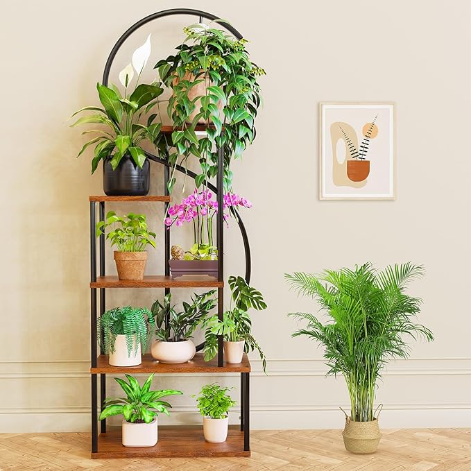 Plant Stand Indoor with Grow Lights, Large Plant Stands for Indoor Plants Multiple, 67" Tall Plant Shelf Indoor with 5 Lights Tiered Plant Holder, Lighted Corner Plant Stand for Home Decor