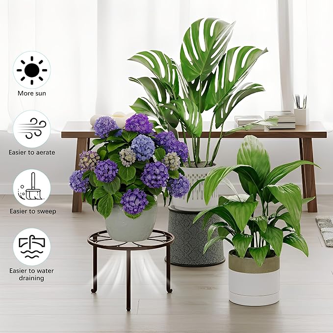 5 Pack Short Plant Stand 5 Pack Heavy Duty Flower Pot Stand Holder for Multiple Plants,Potted Plant Holder for Indoor Outdoor,Anti-rust Metal Plant Pot Shelf
