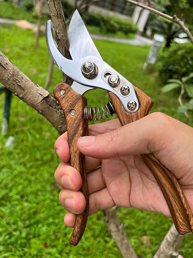 Pruning Shears, Flower Cutters for Stems, German Stainless Steel Blades, 1 inch Cut Capacity, Garden Snips with Non-Slip Handle, Lightweight & Ergonomic Professional Garden Tools for women