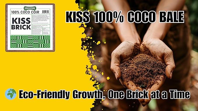 Greenstone Kiss 100% Coco Bale 5kg 11 lbs - Coco Coir Bricks for Hydroponics | Expandable 2 CU FT | Compatible with Perlite for Plants & Worm Castings | Sustainable & Biodegradable