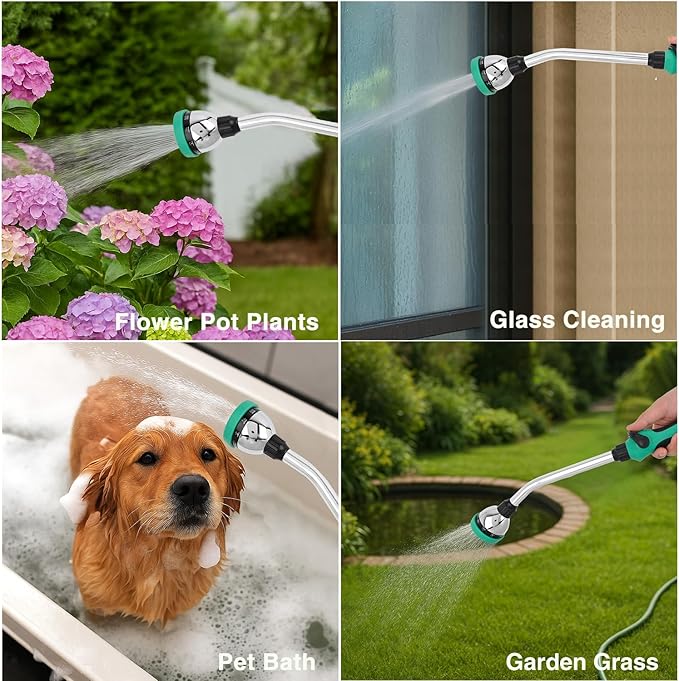 Yesker Watering Wand for Garden Hose, 19 Inch, 8 Spray Patterns, Garden Hose Nozzle with Thumb Flow Control, Ideal for Water Plant, Shrubs and Yard