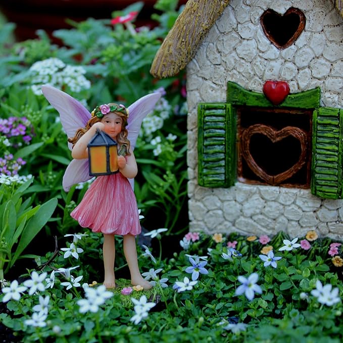 PRETMANNS Fairies for Fairy Garden – Cute Accessories for an Outdoor Miniature Garden with Figurines and a Sign- Colorful Supplies – 3 Piece Set