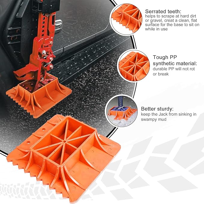 Seven Sparta Off-Road Base Stand Compatible with Hi Lift Jack PP Pad to Alleviate Jack Hoisting Sinkage（Orange）