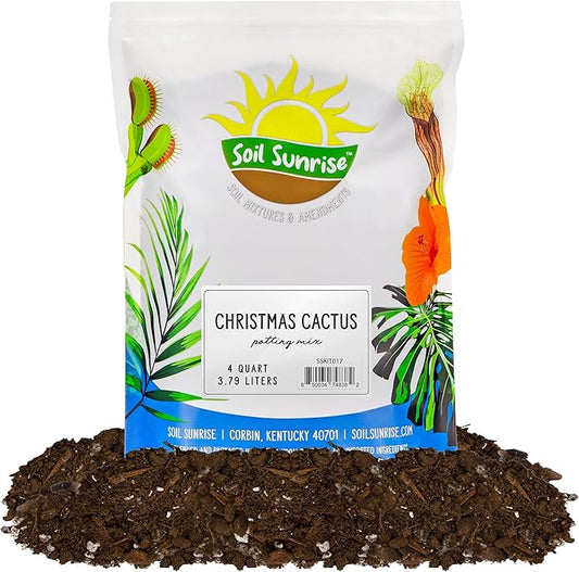 Soil Sunrise Christmas Cactus Potting Soil Mix (4 Quarts) Custom Blend for Xmas, Easter, and Thanksgiving Cactus Tropical Indoor Houseplants
