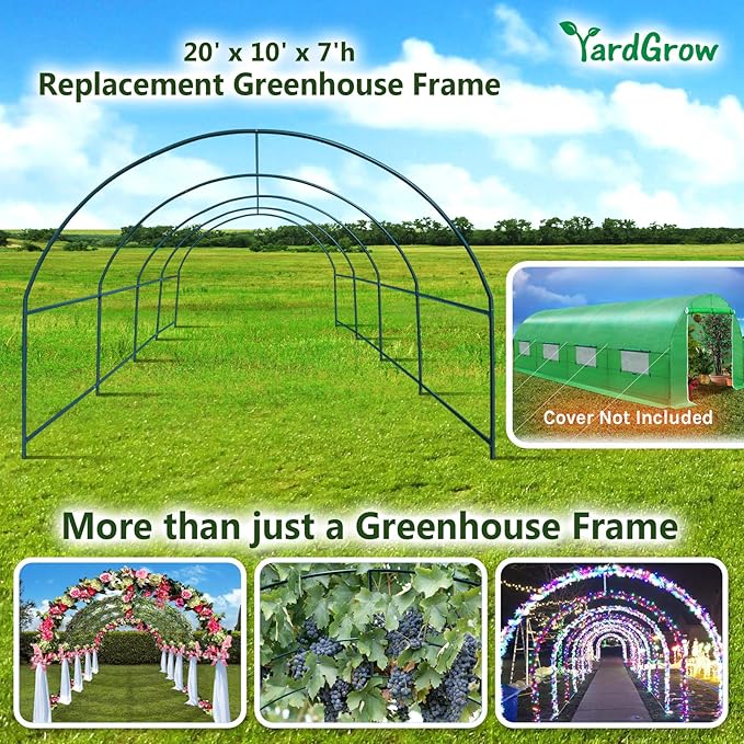 YardGrow Large Garden Support Arch Frame Climbing Plant Arch Arbor for Various Climbing Plant Roses Vines Birthday Wedding Party Decoration Pergola Frame (20' x 10' x 7')