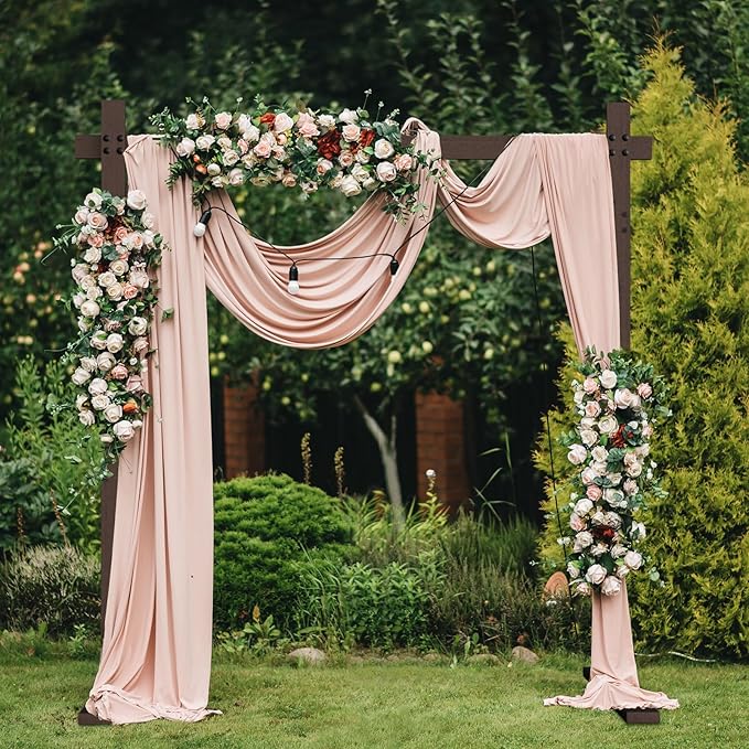 Wedding Arch -7.48FT Square Wooden Wedding Arches for Ceremony, Wood Arbor Backdrop Stand for Proposal Wedding Party Scene, Birthday Party, Bridal Shower, Garden, Outdoor, Rustic Decorationsz