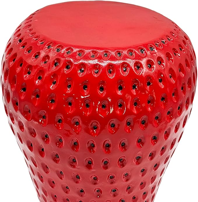 Galt International 18" Red Strawberry Stool Side Table Home Decor Plant Stand Garden Indoor Outdoor Decorations