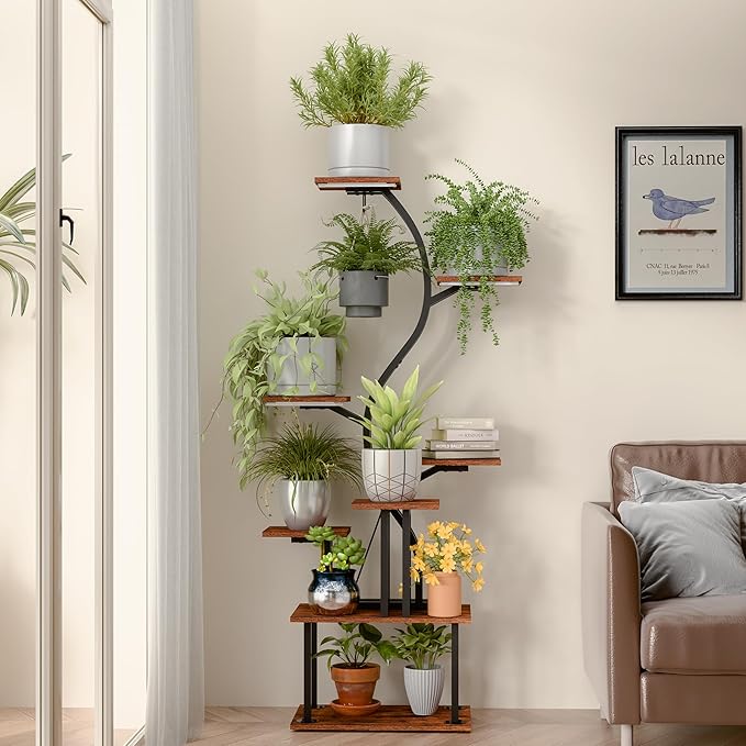 Plant Stand Indoor with Grow Lights, 9 Tiered Metal Plant Shelf, Plant Stand for Indoor, Large Plant Rack Display Shelves