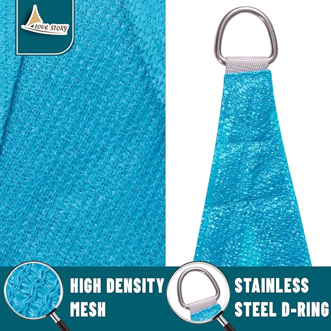 LOVE STORY Custom Size 6'x12'x13.4' Turquoise Blue Sun Shade Sail Right Triangle Sunshade Fabric Awning Canopy for Patio Backyard Carport Pergola (Customized)