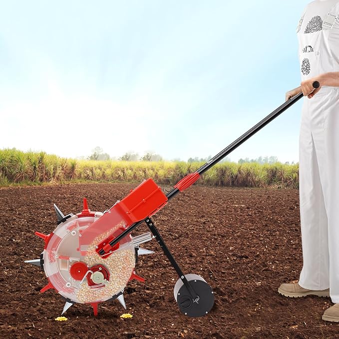 Hand Push Seeder Spreader,Manual Roller Seeder Lawn Garden Spreaders Seed Planter, Multi-Function Corn Planter Seeder Planting Depth 3.5-7.8 Cm Seeder Tool for Soybean Peanut Corn (A Style)