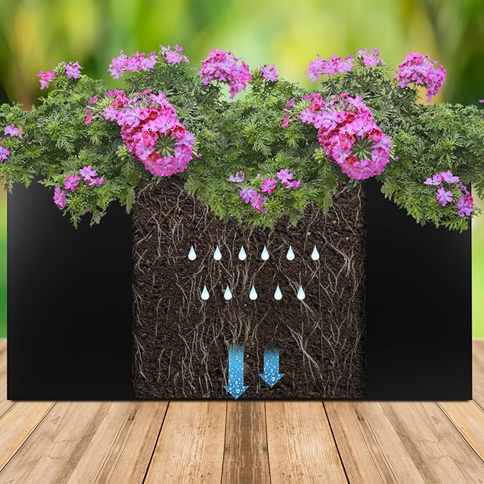 Steel Planter Box 40"x16"x24", Square Metal Planter Box Indoor&Outdoor, Steel Planters Heavy Duty for Commercial and Residential Use, Black