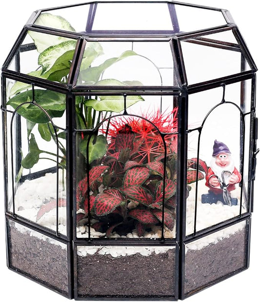 Large Glass Terrarium Handmade, Centerpiece Display Box Gift Planter Containers Indoor Terrariums House for Succulent Cacti Air Plants Miniature Fairy Garden
