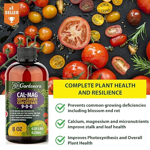 𝐏𝐑𝐎𝐅𝐄𝐒𝐒𝐈𝐎𝐍𝐀𝐋 Grade Organic Cal-Mag Plus Growing Fertilizer Concentrate: Calcium, Magnesium, Iron & Micronutrients Supplement for Plant Deficiencies (9-0-0 NPK) - 32oz Bottle (Quart)
