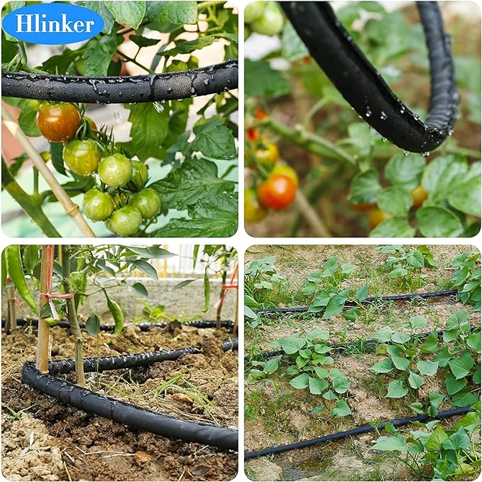 2025 Flat Soaker Hose 15 ft with Stake for Garden, Linkable Drip Hose Diy Automates Garden Irrigation System Saving 81% Water, Dual-layer Leak-free Design Water Hose with Holes