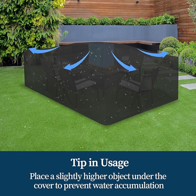 Easy-Going Patio Furniture Cover Waterproof Outdoor Rectangular Coffee Table Cover with Seal Tape at Seams (48" L x 28" W x 16" H, Black)