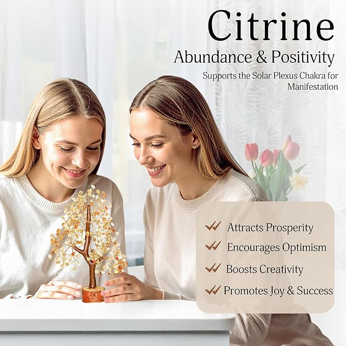 YATSKIA Citrine Crystal Tree of Life - Gemstone Tree - Citrine Crystal Stone Decor - Good Luck Gifts - Home Decor - Crystals Gifts